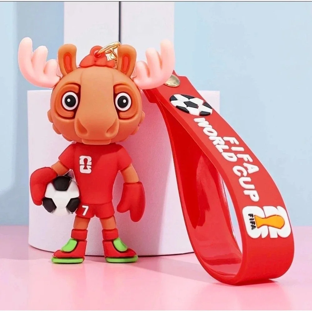 2026 World Cup Cartoon Mascot 4 Keychain Soccer Trophy Cute Animal Gift Fans